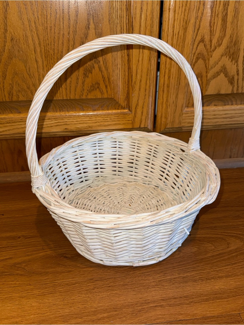 White Wicker Handle Basket -